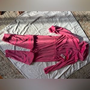 Juicy Couture PREPPY PINK VELOUR LOUNGEWEAR Hooded JUMPSUIT